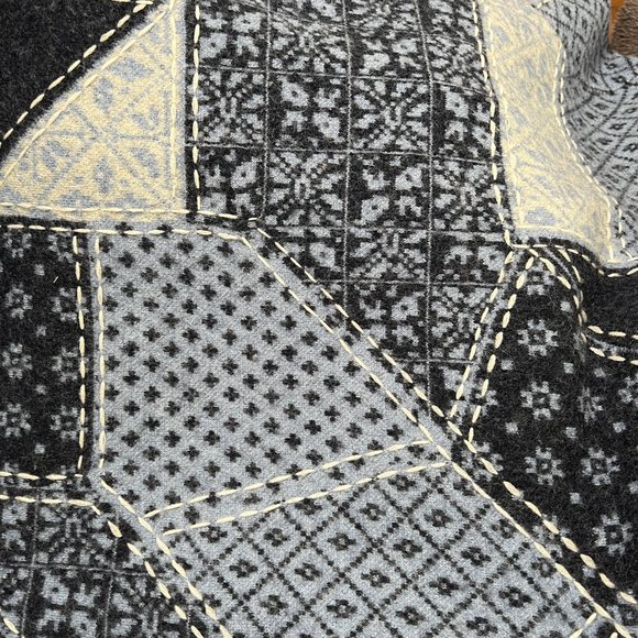 Vintage Quilted Embroidered Patchwork Printed Light Sweater Jacket Cardigan Coat - Picture 4 of 5